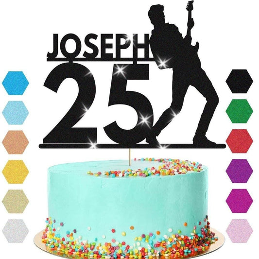 Guitar Birthday Cake Topper Personalised Musician Cake Decoration Any Name Age