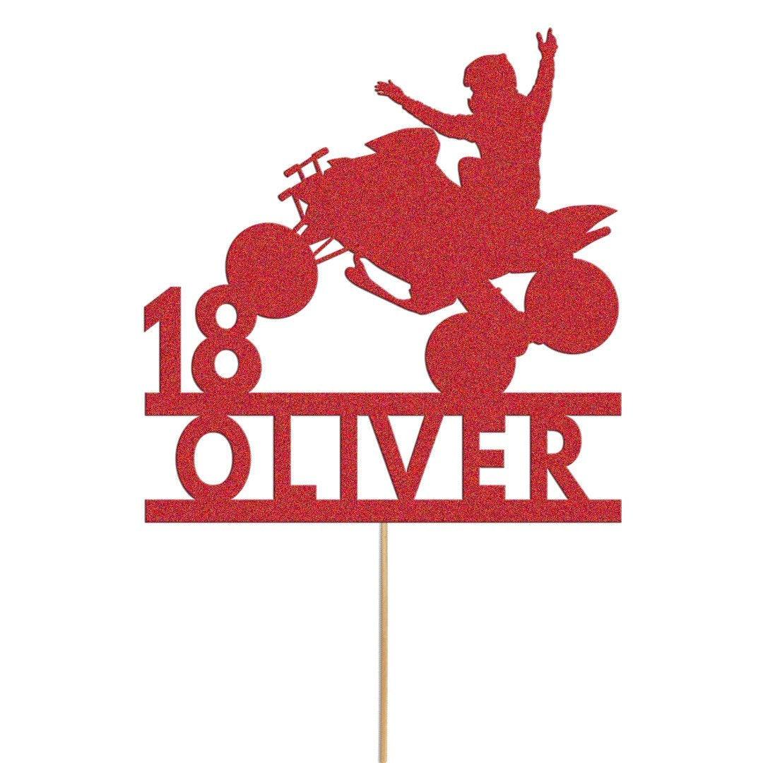 Personalised Quad Bike Glitter Cake Topper: ATV Birthday Decoration