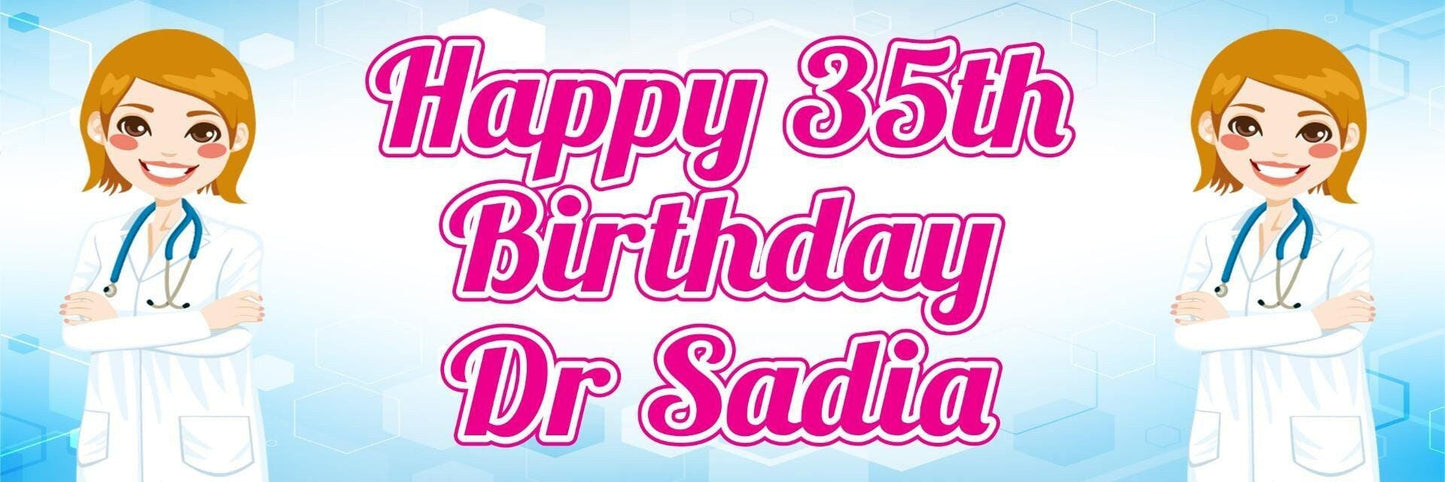 2 Personalised Doctor Birthday Banners Party Celebration Decoration Posters