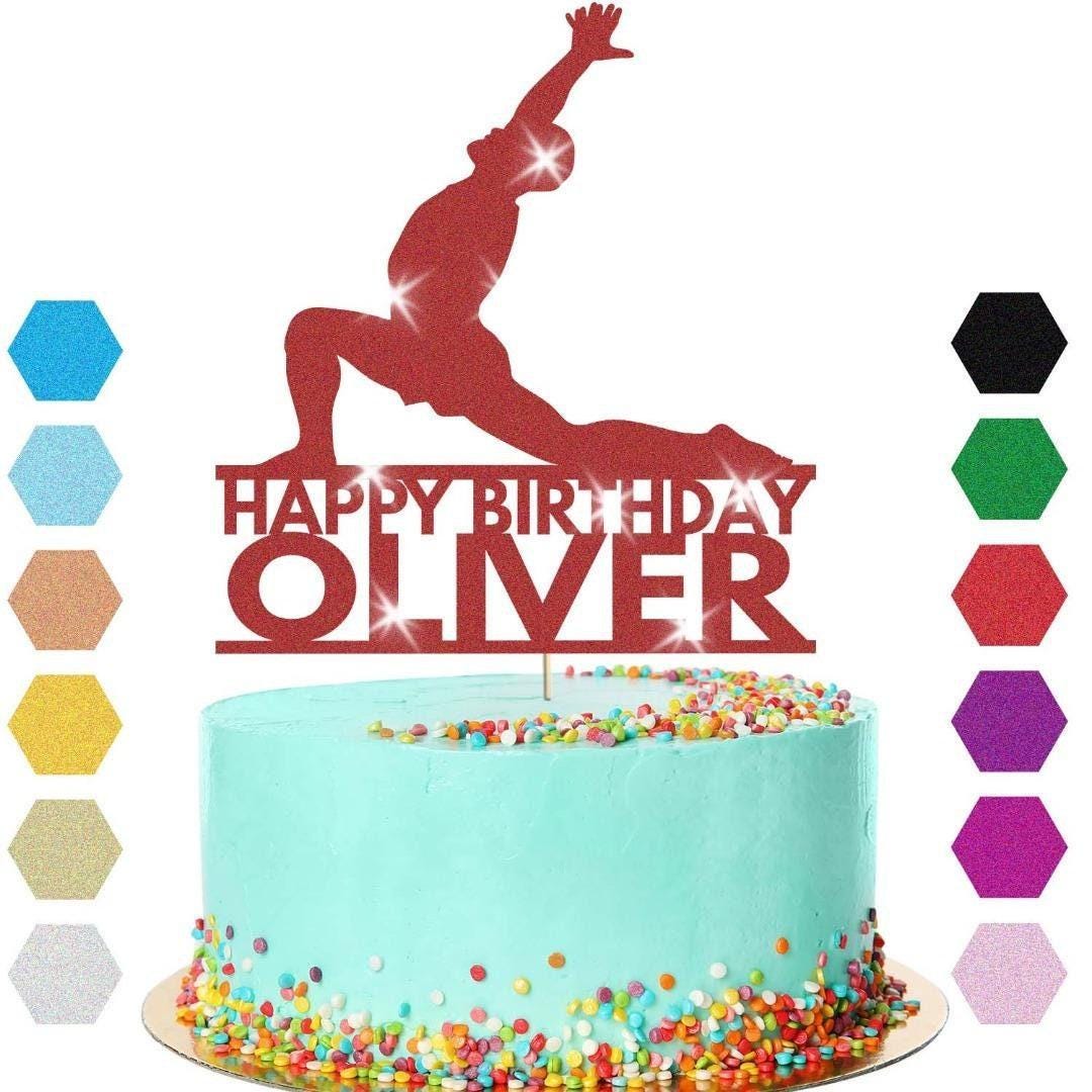 Yoga Cake Topper Personalised Man Adult Birthday Cake Decoration Any Name & Age