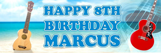 2 Personalised Guitar Birthday Party Celebration Banners Decoration Posters