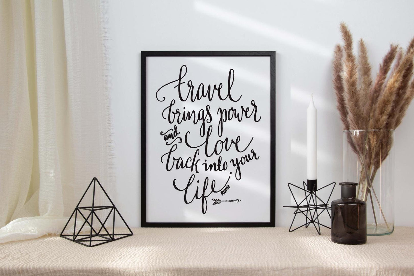 Travel Brings Power And Love Inspirational Positive Quote Poster Print Wall