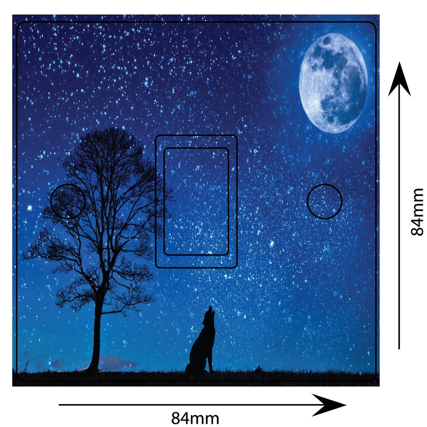 Wolf Night Moon Stars Light Switch Sticker Cover Vinyl Skin Wall Decal Decor