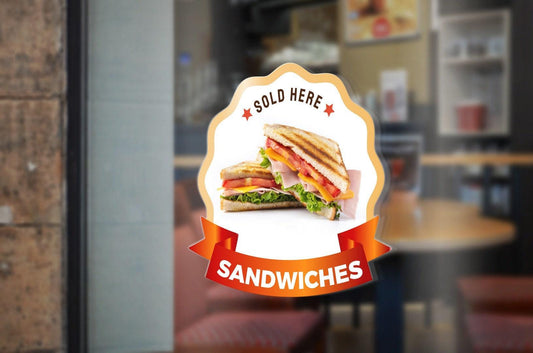 Sandwich Sold Here Window Sticker - Cafe Restaurant POS Sign
