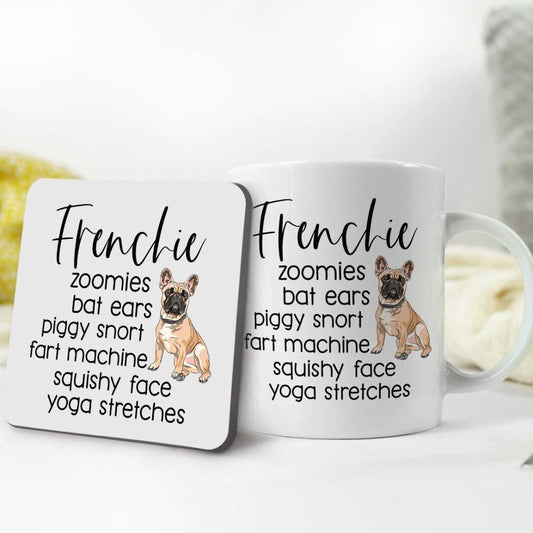 French Bulldog Mug & Coaster Set: Frenchie Nicknames, Birthday Gift