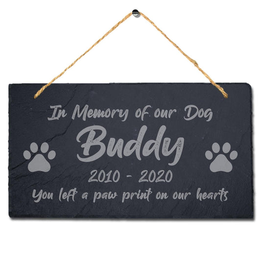 Personalised Engraved Hanging Slate Stone Heart Pet Memorial Grave Marker Plaque