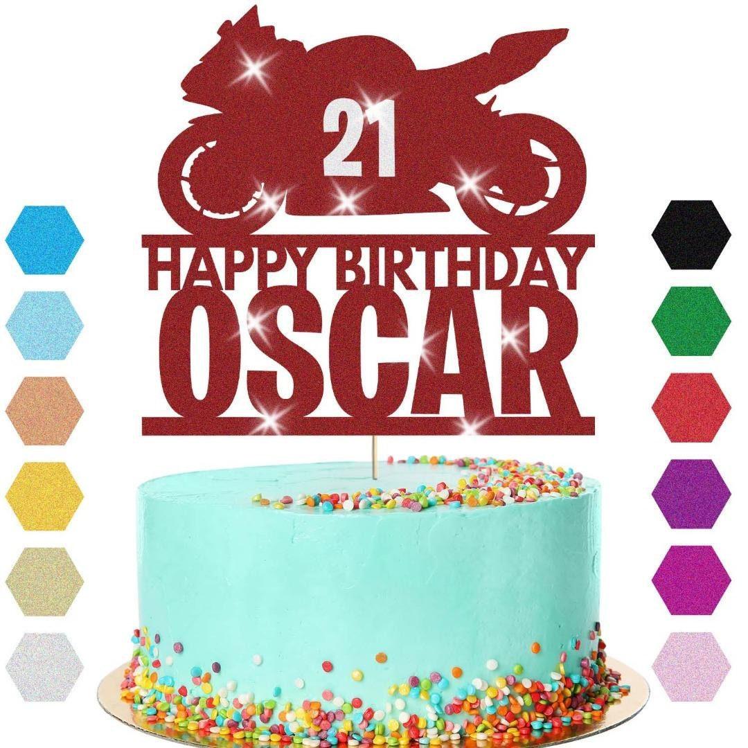 Motorbike Racing Cake Topper Personalised Boys Birthday Decoration Any Name Age