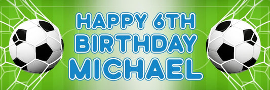 2 Personalised Football Birthday Banners: Sports Party Decoration