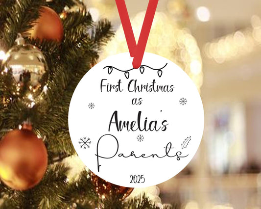 First Christmas As Baby Parents Bauble Xmas Personalised Ceramic Ornament Gift