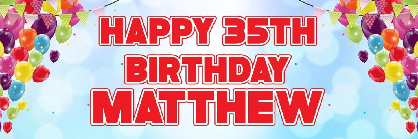 2 Personalised Birthday Celebration Banners Party Posters For Children Balloon And Bunting Themed