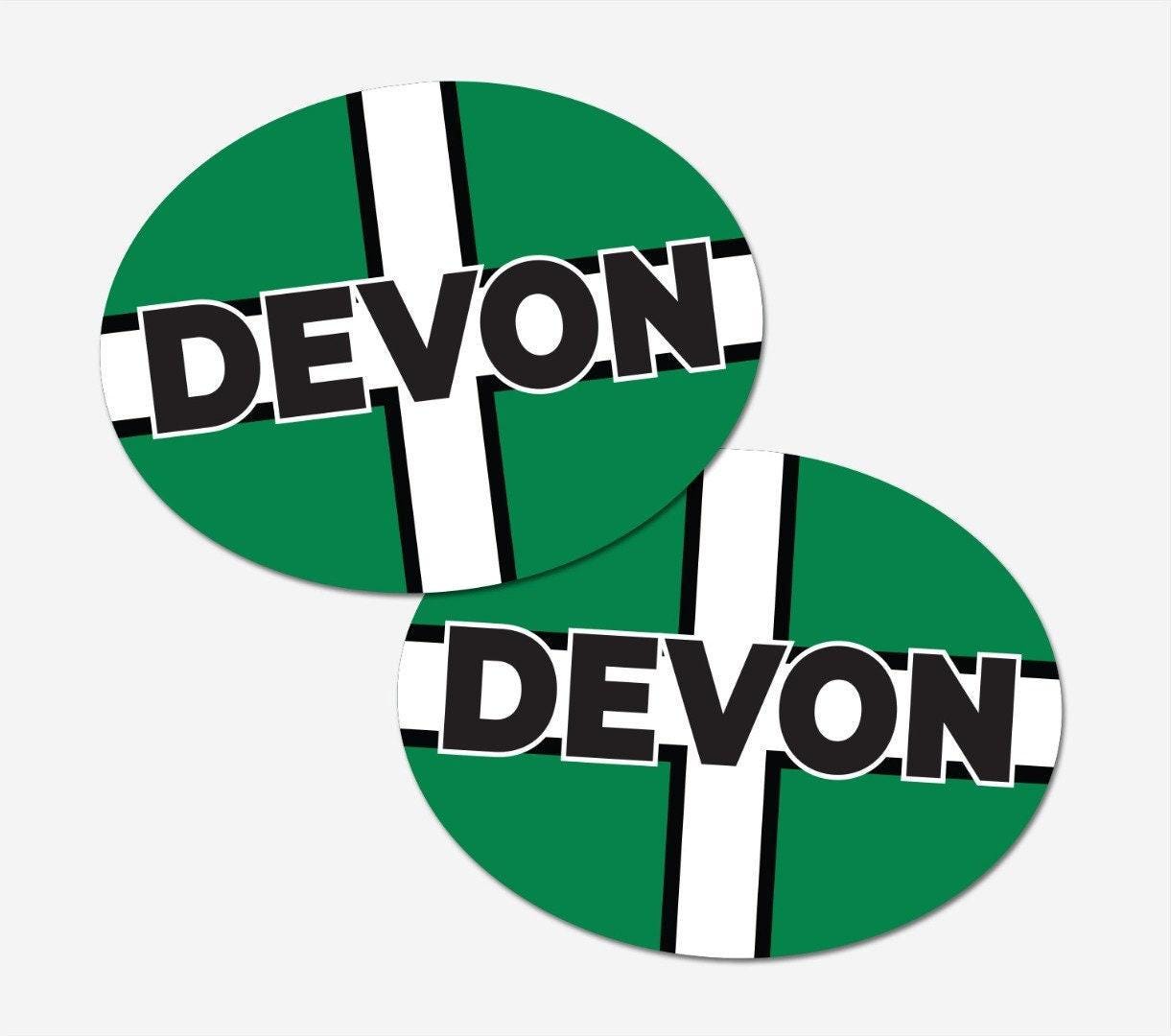 2 X Devon Car Stickers Union Flag Oval Self-adhesive Vinyl Car, Van, Lorry