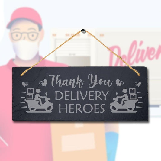 Thank You Delivery Laser Engraved Hanging Natural Slate Appreciation Plaque Sign