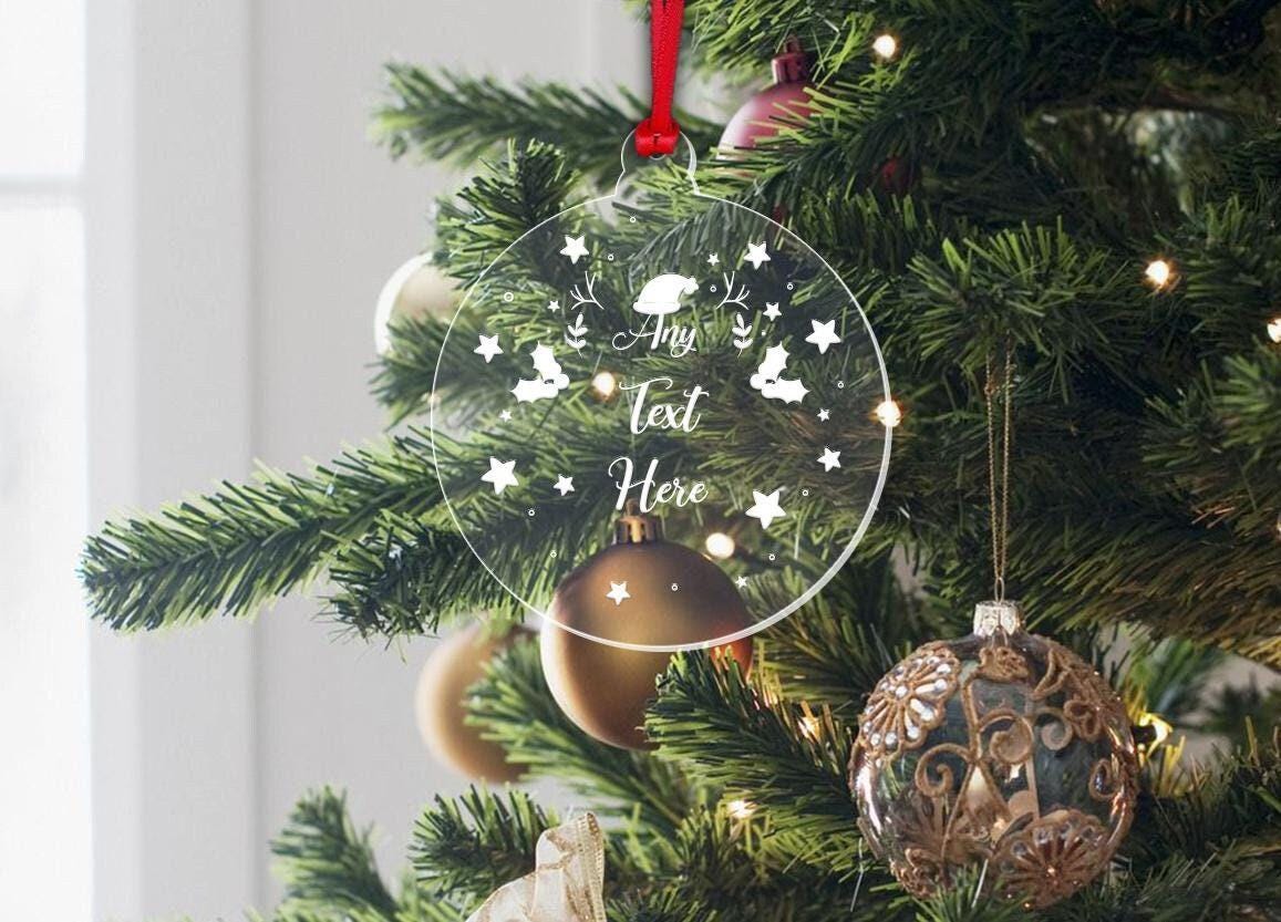 Personalised Acrylic Christmas Bauble: Custom Text, Keepsake Gift