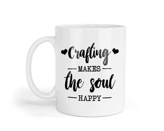Crafting Makes The Soul Happy - Ceramic Novelty Mug & Coaster Coffee Tea Cup Artistic Gift