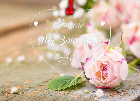 Personalised Bauble Christmas Couple Gift Valentines Day Wedding Heart Ornament