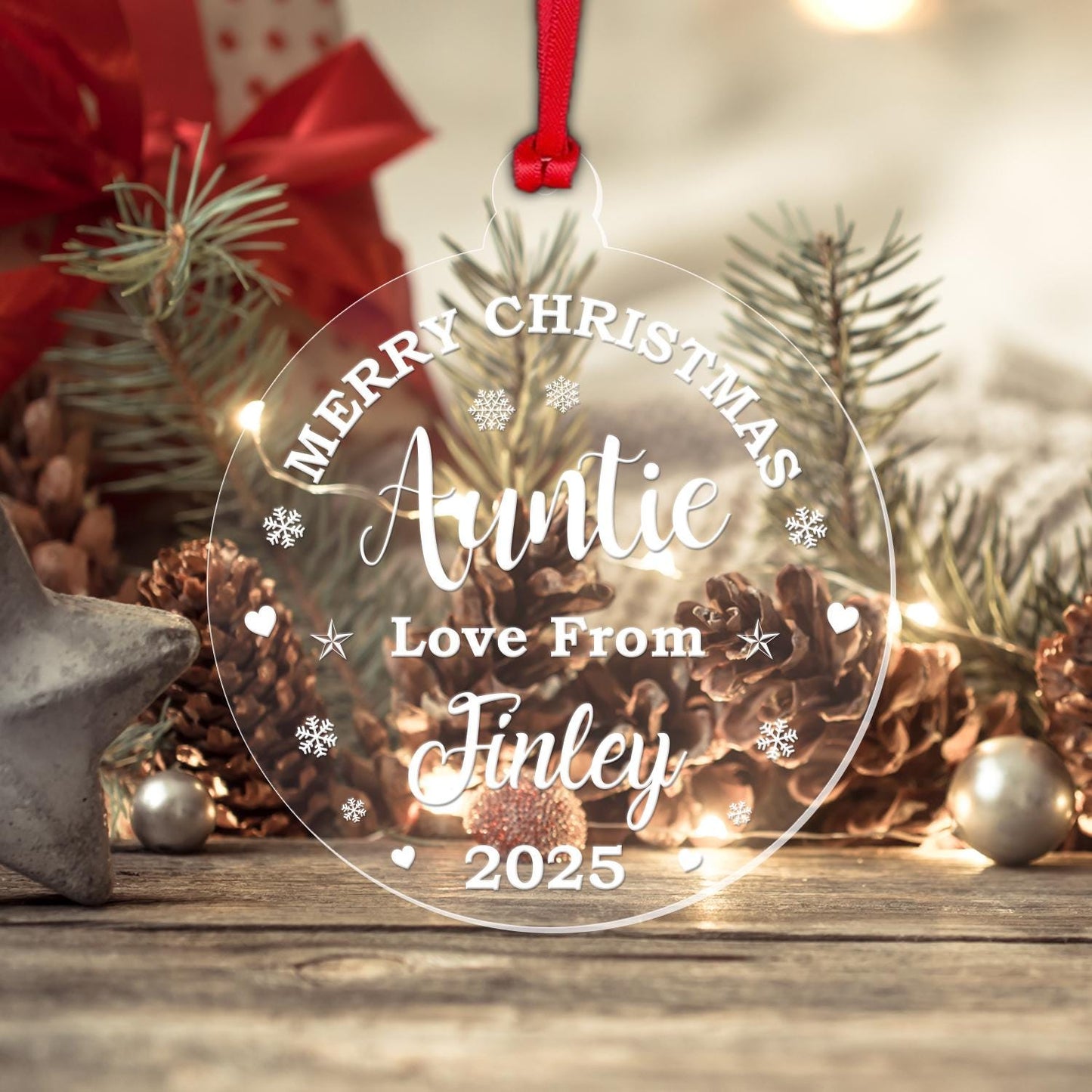 Personalised Christmas Bauble Aunt Mum Dad Teacher Any Name Xmas Decoration Gift