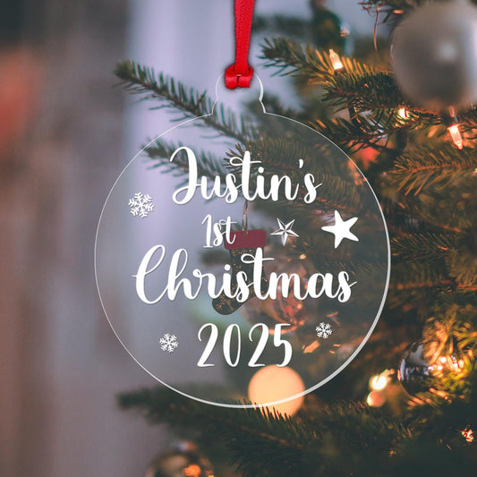 Personalised Babys First Christmas Bauble Baby 1st Xmas Gift Tree Decoration