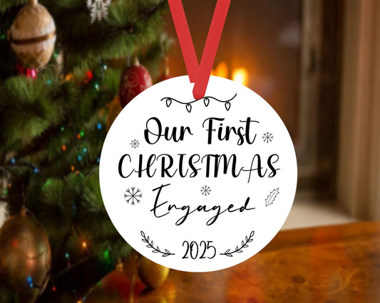 Our First Christmas As Engaged Bauble 1st Xmas Ceramic Ornament Keepsake Gift