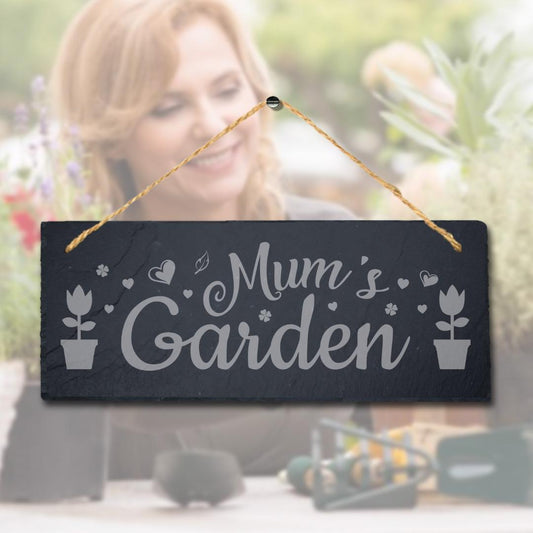 Mums Garden Laser Engraved Hanging Slate Garden Home Decor Plaque Sign