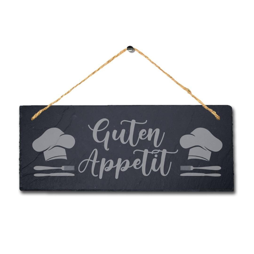 Guten Appetite Laser Engraved Hanging Slate Kitchen Restaurant Home Plaque Sign