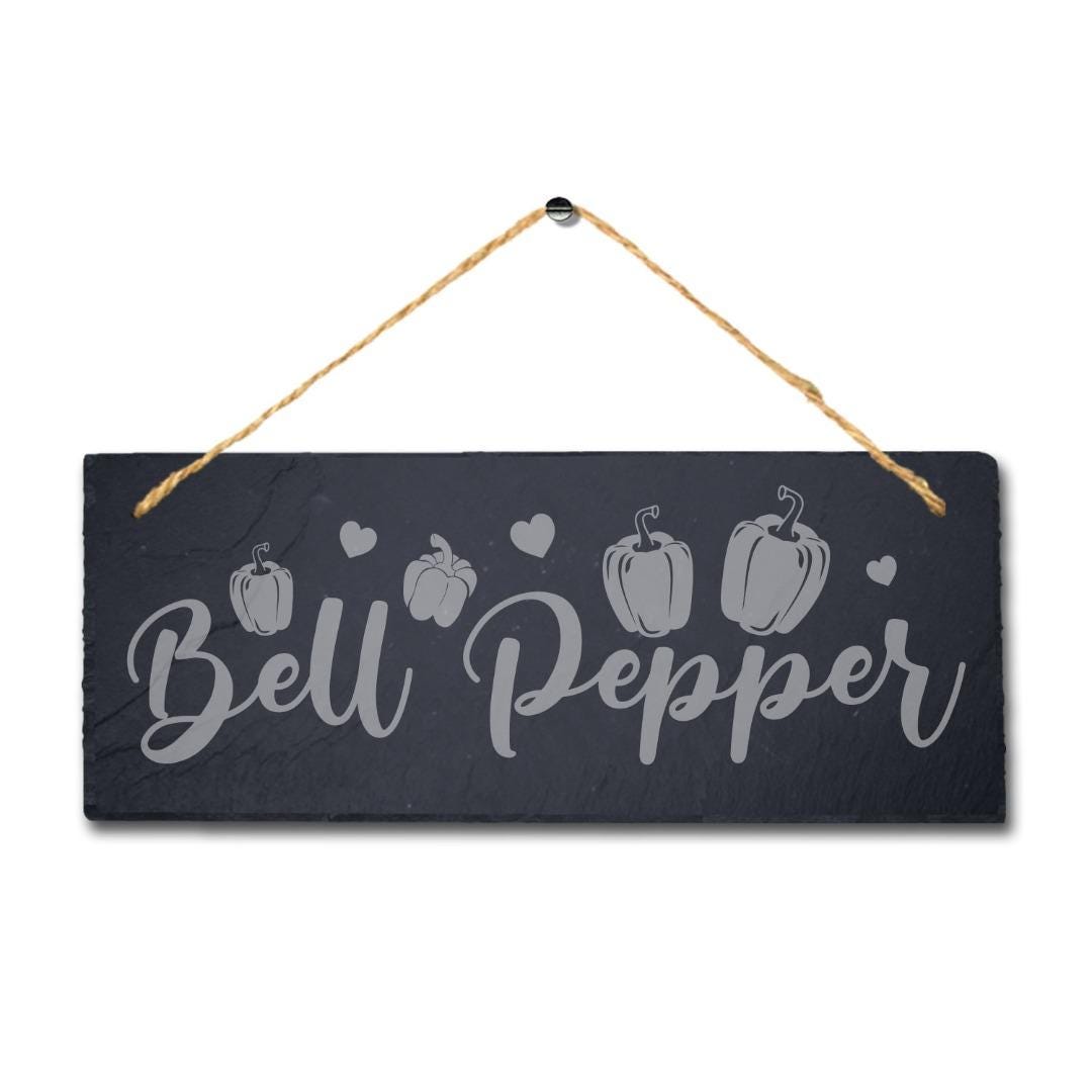 Bell Pepper Engraved Hanging Slate Vegetable Patch Garden Allotment Plaque Sign