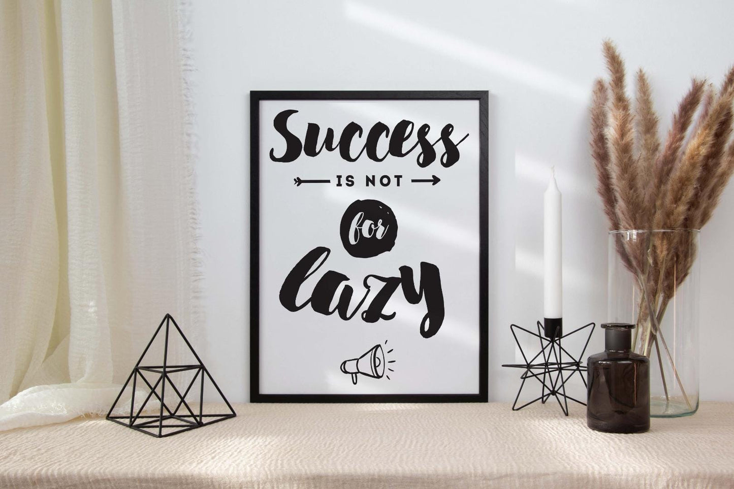 Success Is Not For Lazy Inspirational Positive Thoughts Quote Poster Print Wall
