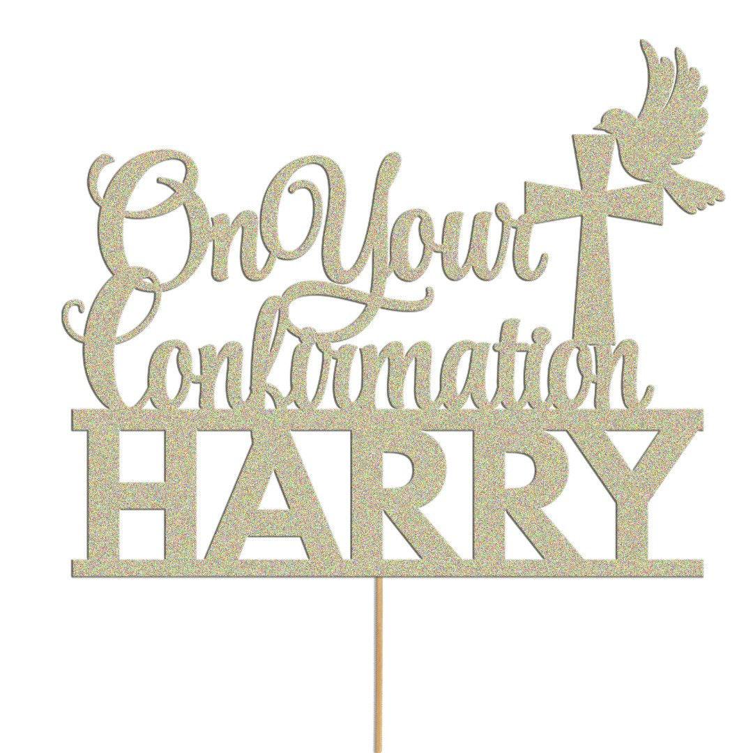 Personalised Glitter Dove Cake Topper: Confirmation, Birthday