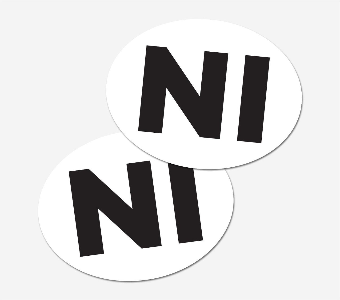 2 X Ni Car Stickers White Oval Self-adhesive Vinyl Car, Van, Lorry