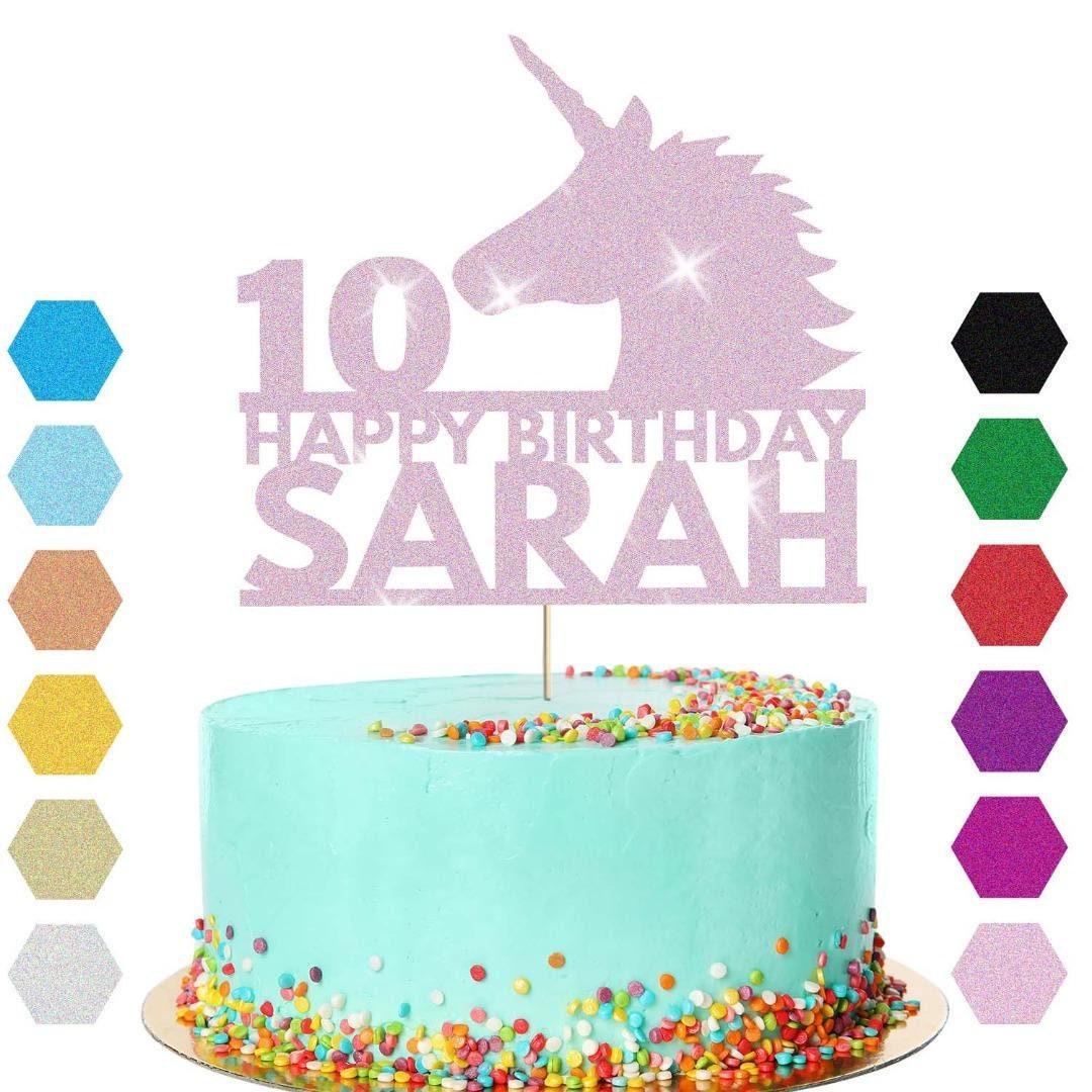 Unicorn Head Cake Topper Personalised Party Birthday Cake Decoration Any Name & Age