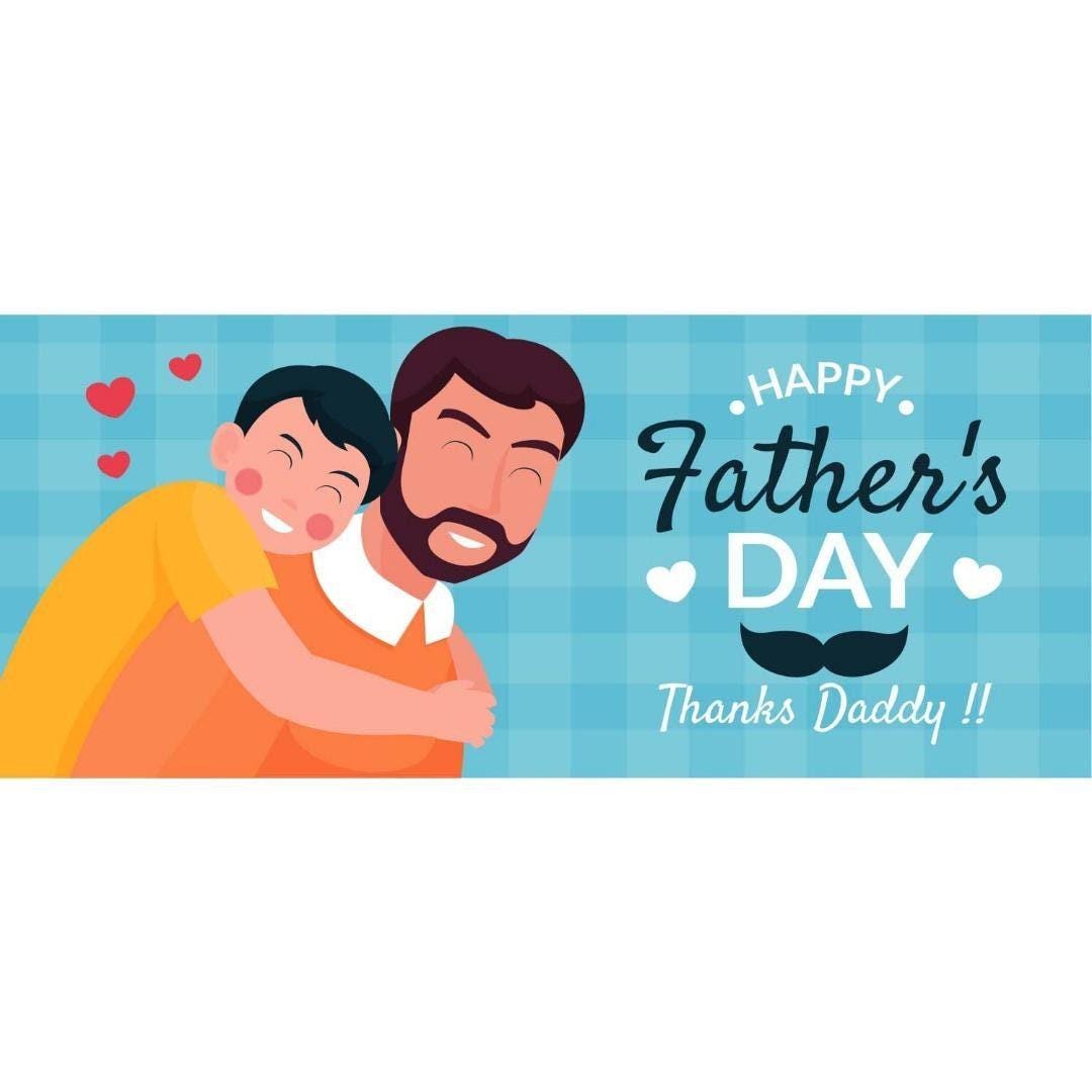 2x Happy Fathers Day Banners Thankyou Dad Party Decoration Posters