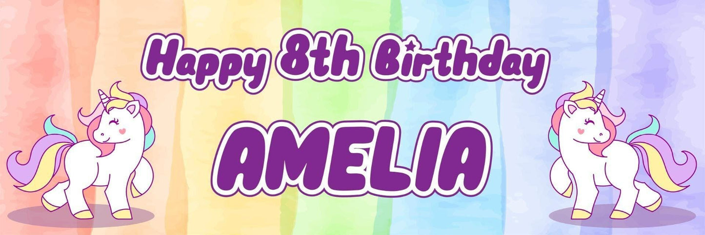 Personalised Unicorn Birthday Banners: Magical Fairytale Party Decoration (Pack of 2)
