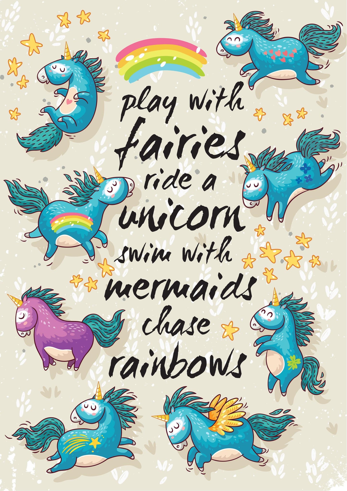 Unicorn Quote Rainbow Girls Bedroom Giant Poster - A4 A3 A2 A1 Sizes