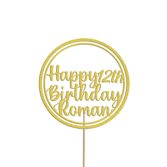 Personalised Glitter Cake Topper: Custom Name & Age