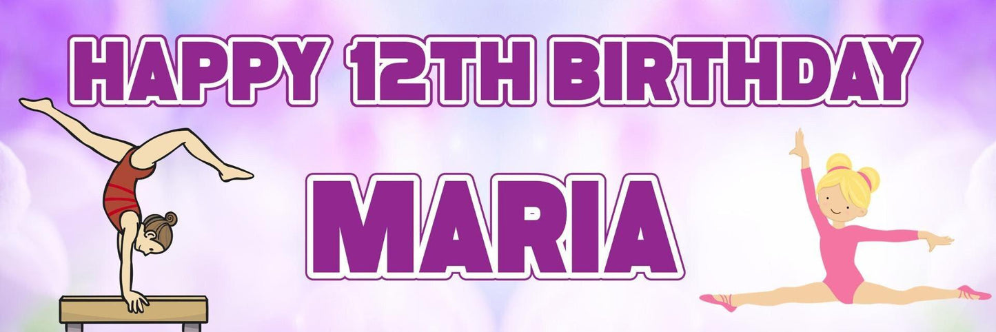 2 Personalised Gymnastic Birthday Party Celebration Banners Decoration Posters