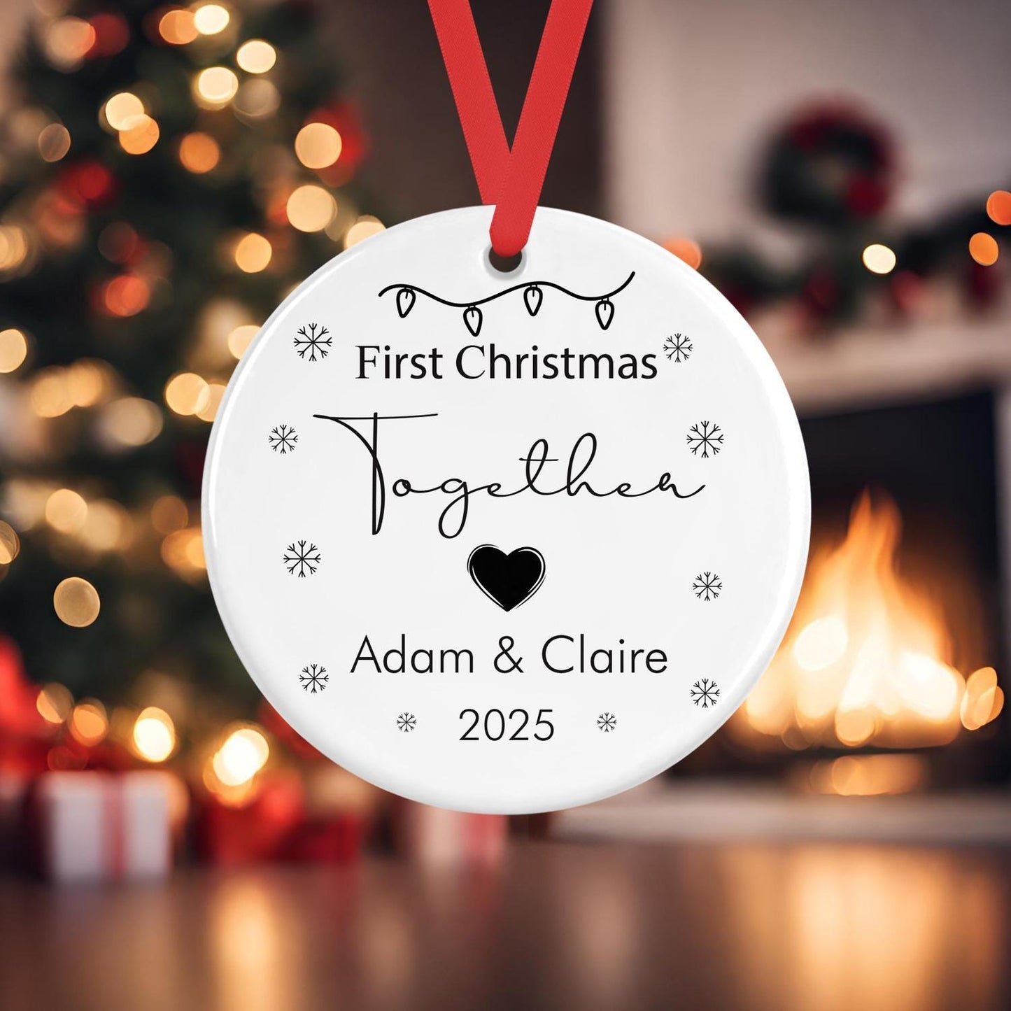 Personalised First Christmas Together Bauble Engaged Decoration Ornament Gift