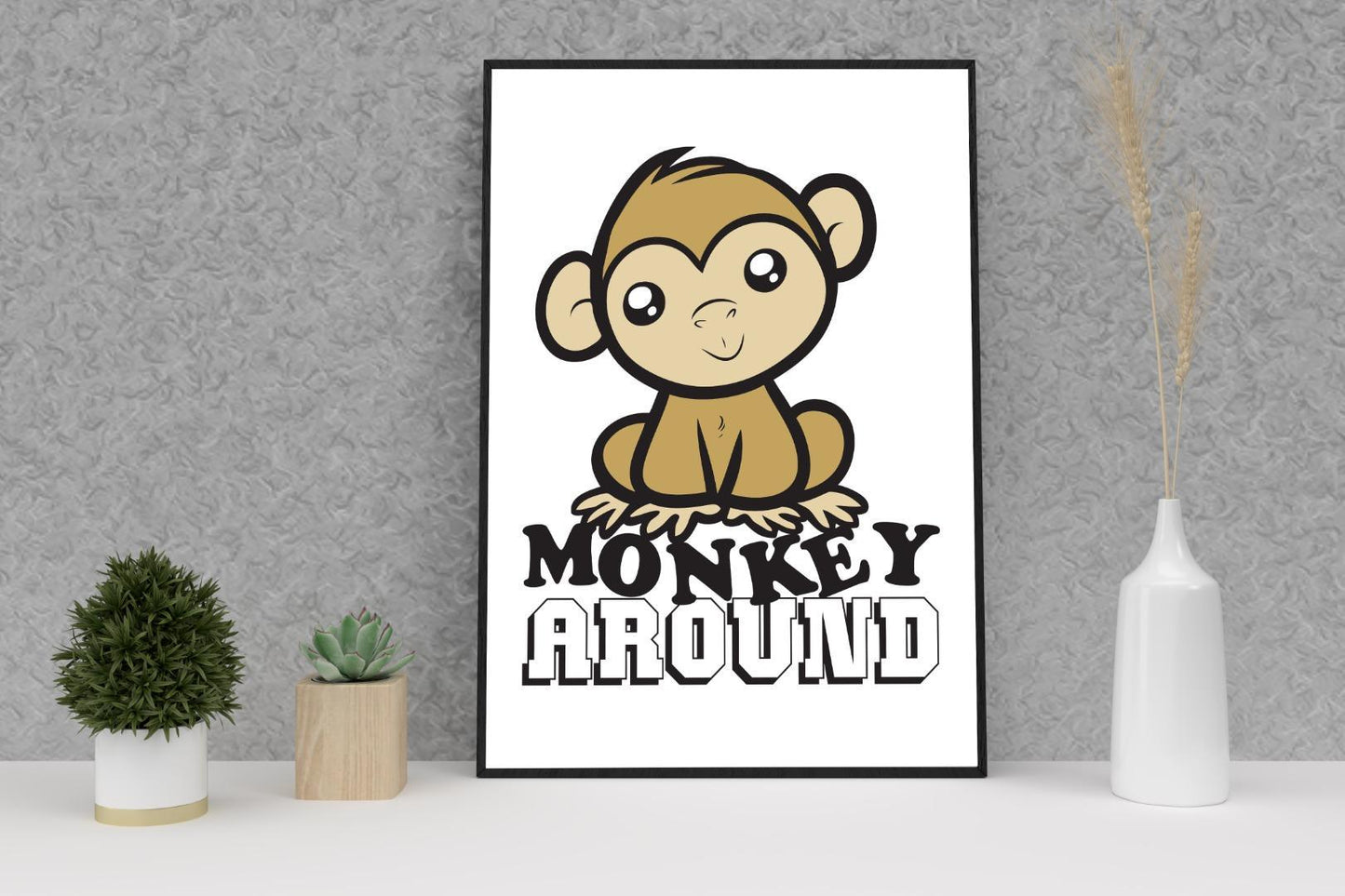 Monkey Around Children Kids Room Decor Boys Girls Poster Art Print Wall