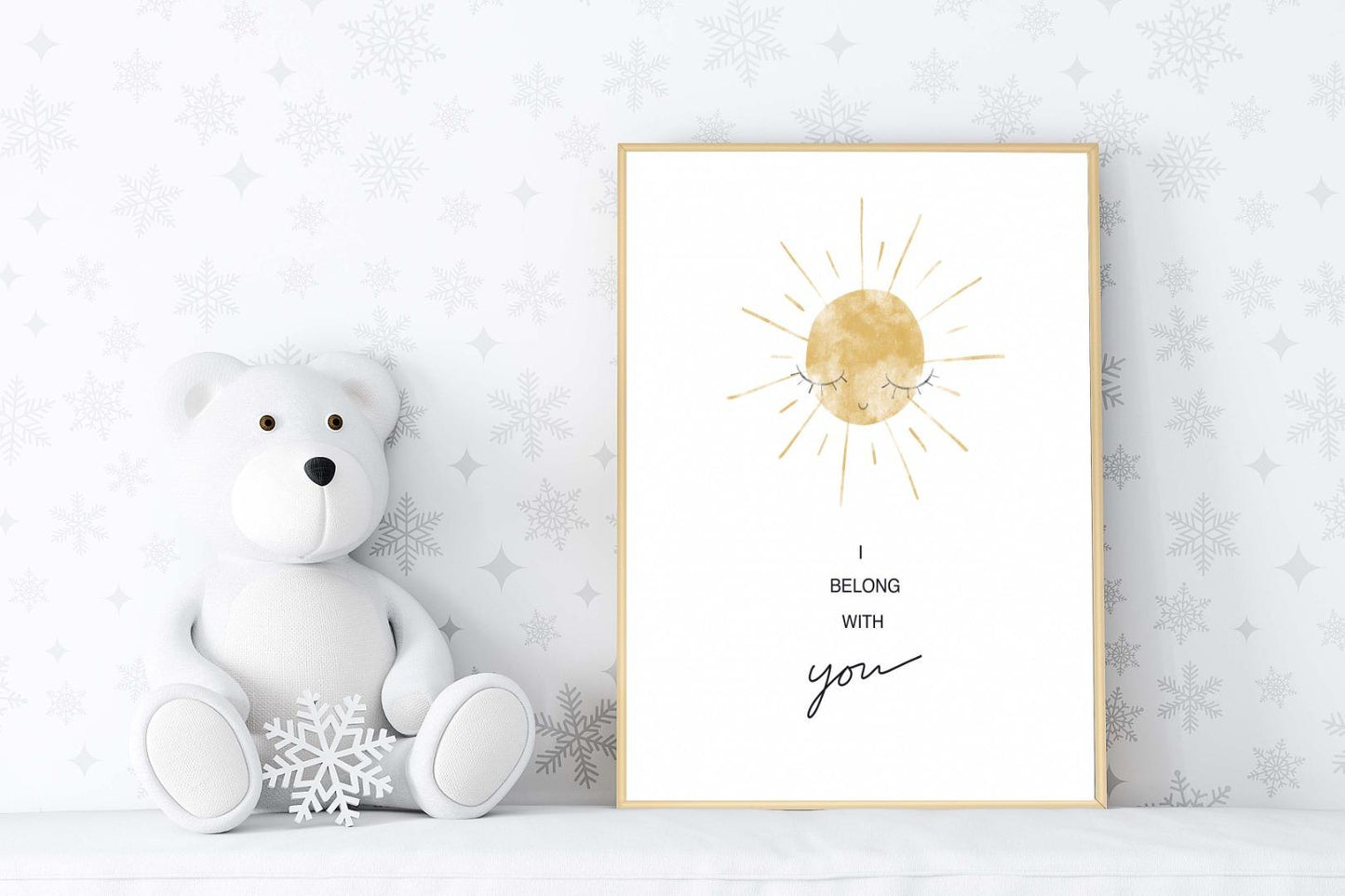 Sun Eyelashes Kids Boho Watercolour Hand Painted Effect Nursery Wall Art Poster