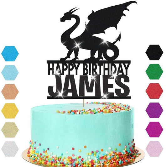 Dragon Fantasy Cake Topper Personalised Boys Birthday Decoration Any Name