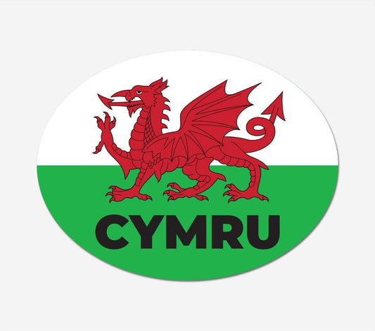 2 X Cymru Car Stickers Wales Flag Oval Self-adhesive Vinyl Car, Van, Lorry