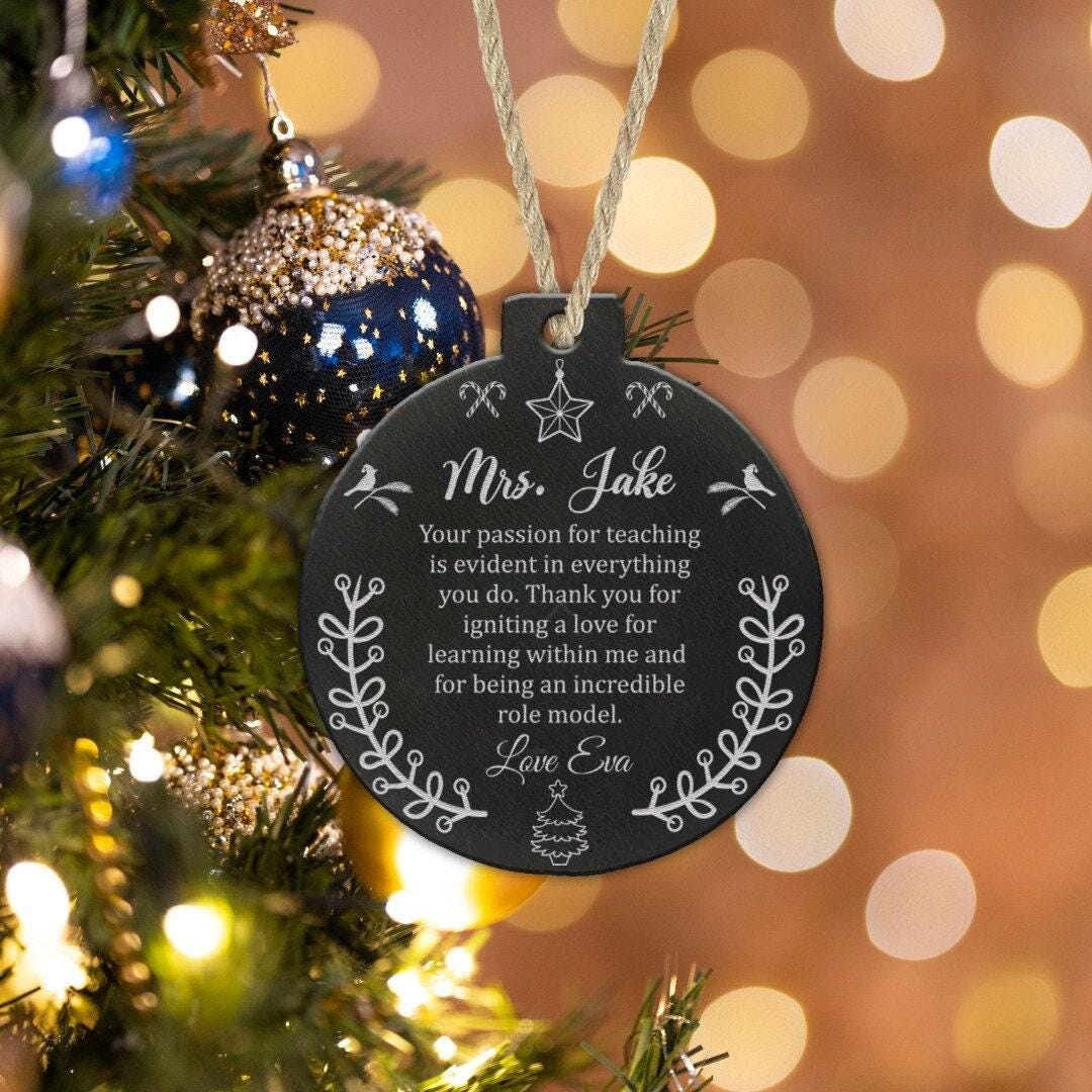 Personalised Christmas Bauble Thanksgiving Teacher Appreciation Xmas Tree Decoration Round Hanging Keepsake Gift