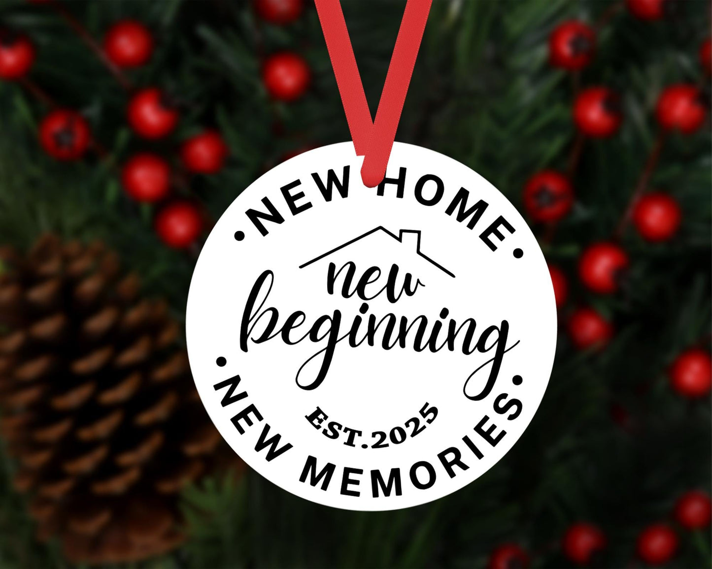 New Beginnings Christmas Bauble Home Memories Xmas Ceramic Ornament Hanging Gift