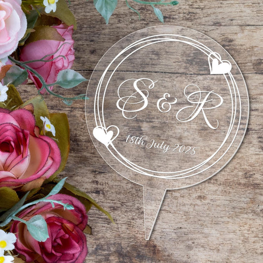 Personalised Monogram Initials Cake Topper Wedding Engagement Decoration
