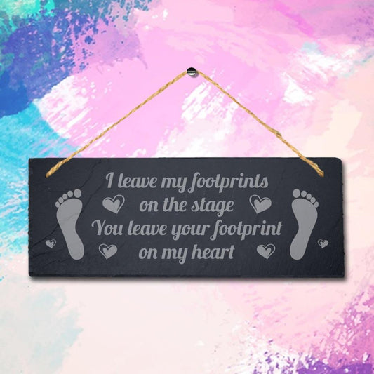 Teacher Thank You Gift Engraved Slate Sign Leave Footprints School Leavers