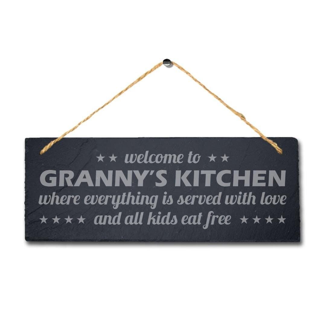 Personalised Kitchen Hanging Slate Sign Engraved Plaque Granny Mum Grandma Gift