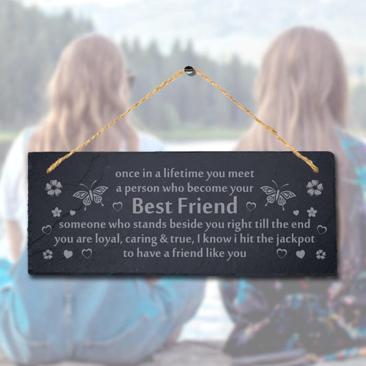Bestfriends Laser Engraved Hanging Slate Friendship Sentimental Gift Plaque Sign