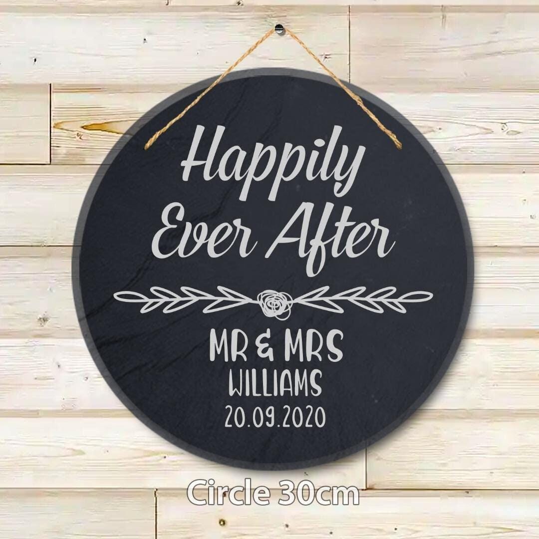 Personalised Wedding Slate Plaque: Happily Ever After Hanging Sign
