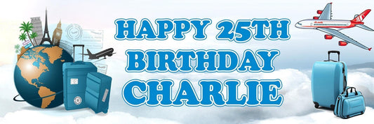 2 Personalised Aeroplane Birthday Party Celebration Banners Decoration Posters