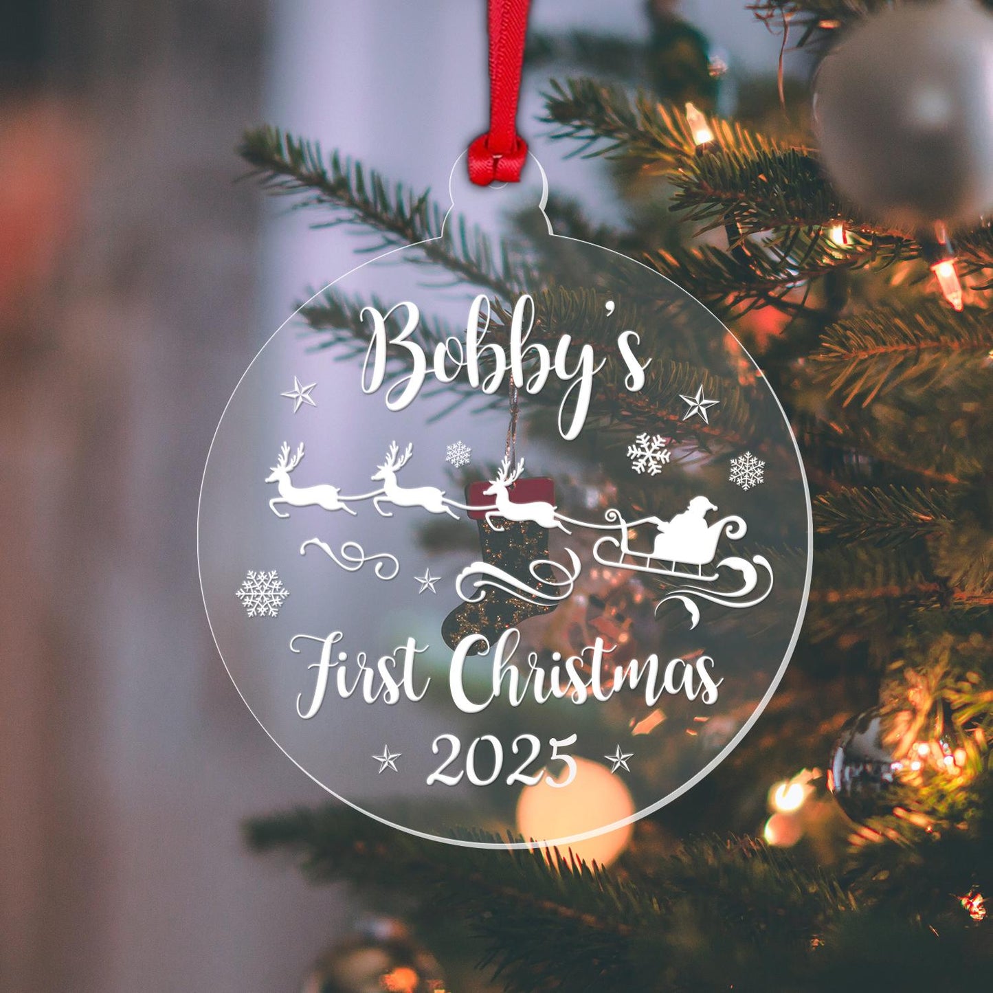 Personalised Babys First Christmas Bauble 1st Xmas Santa Tree Decoration Gift