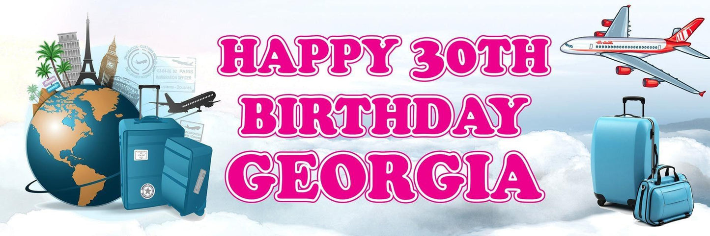 2 Personalised Aeroplane Birthday Party Celebration Banners Decoration Posters