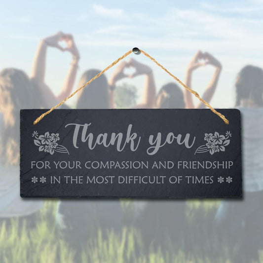 Laser Engraved Slate Friendship Gift Plaque with Jute Rope